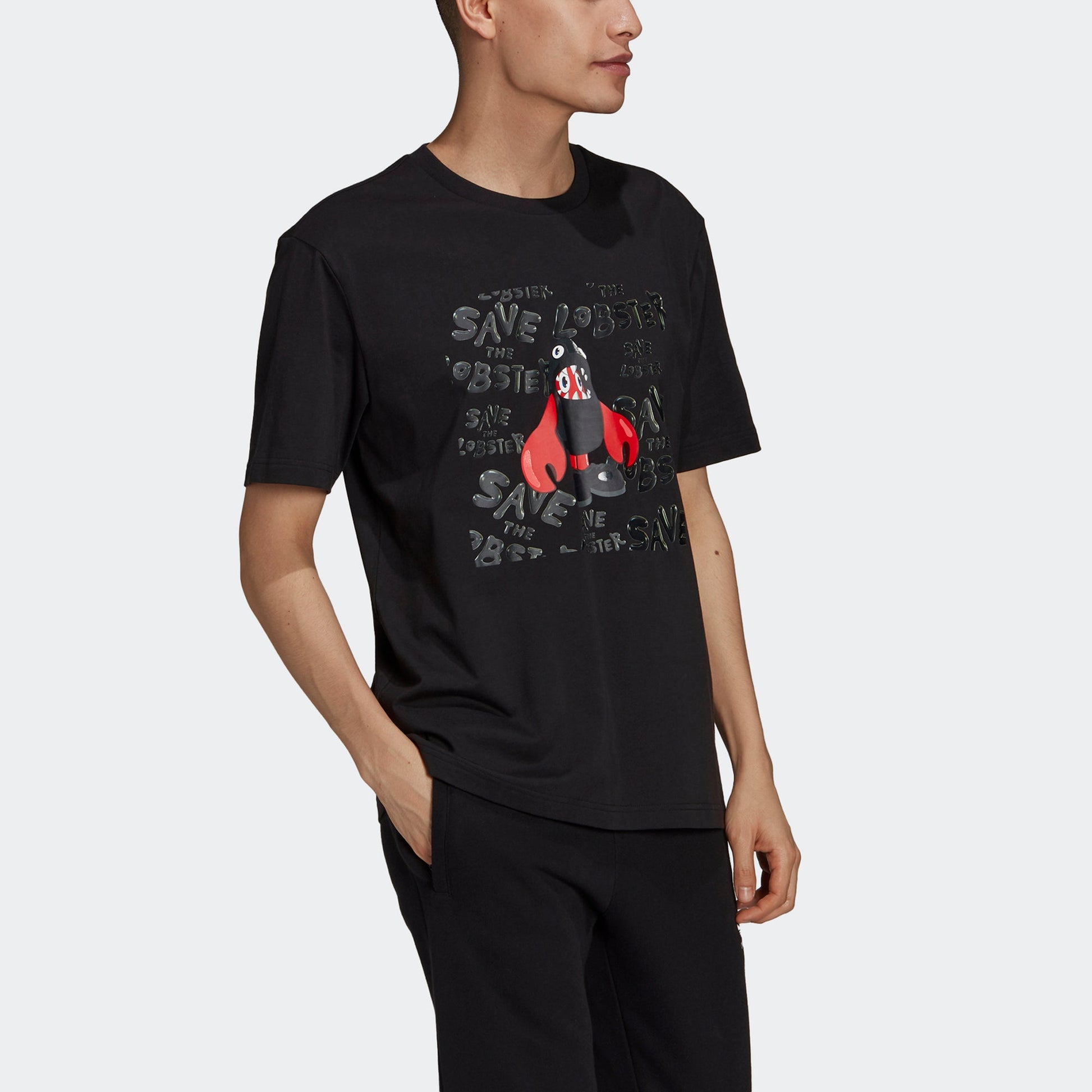 adidas originals Artist Tee Ss Dragon Printing Round Neck Pullover Sports Short Sleeve Black HA4699