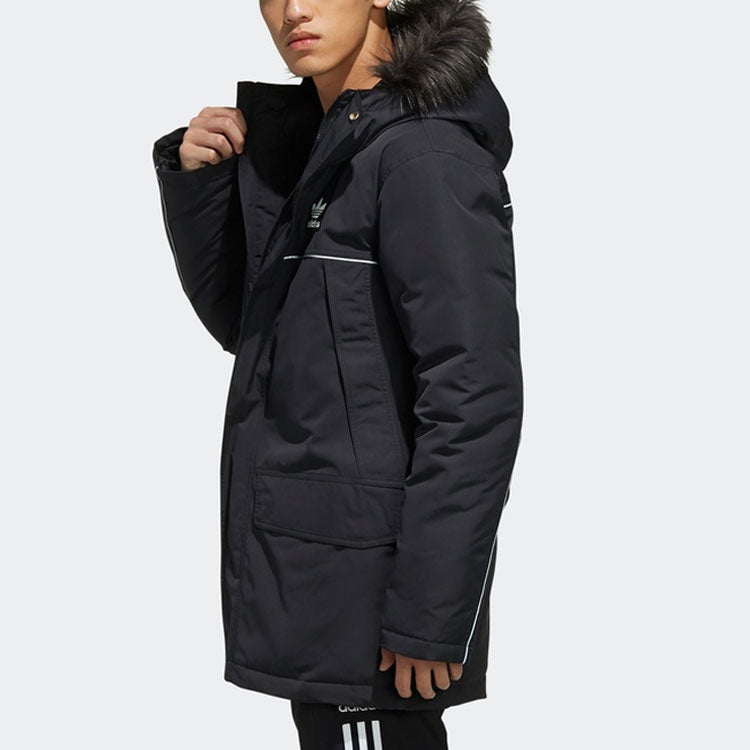 adidas originals hooded Long Sleeves Down Jacket Black FL1417