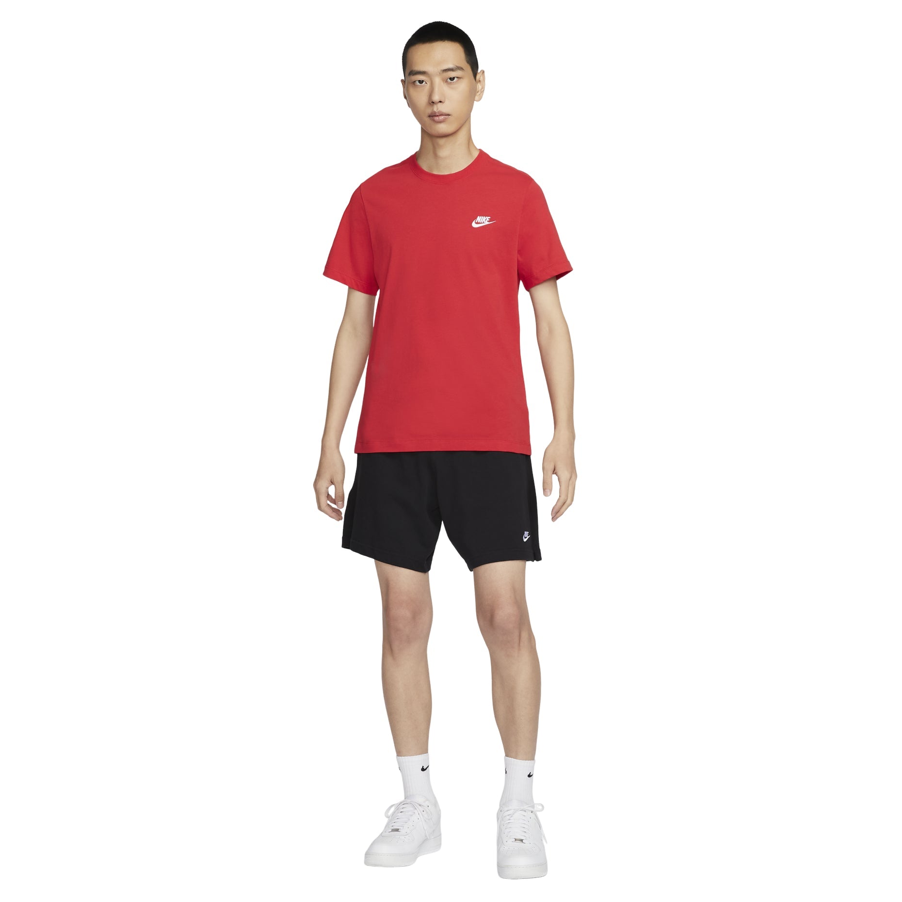 Nike Solid Color Embroidered Small Round Neck Short Sleeve Red AR4999-657