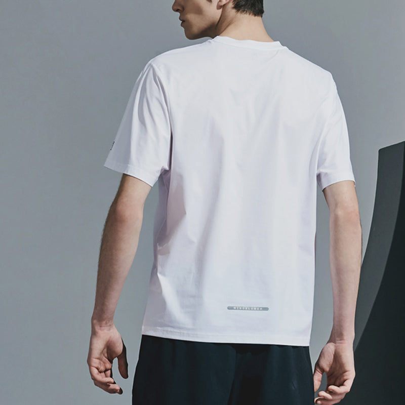 Men's FILA Water Ripple Printing Running Short Sleeve White T-Shirt A11M022108F-WT