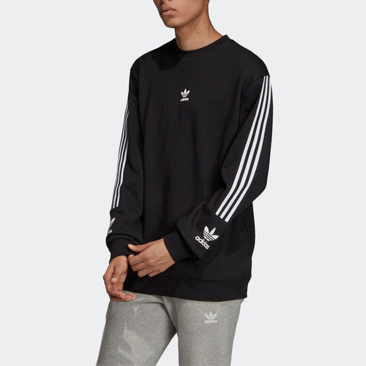 adidas originals Adicllu Crew Logo Printing Sports Round Neck Pullover Black FL8919