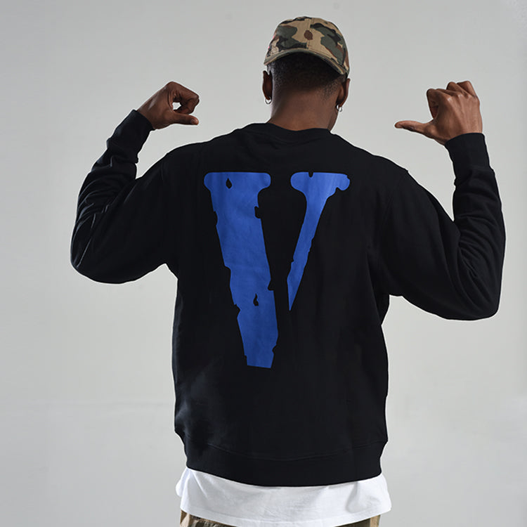 VLONE Staple Crewneck Classic Printing Large Logo Round Neck Couple Style Black Blue 6941240931805