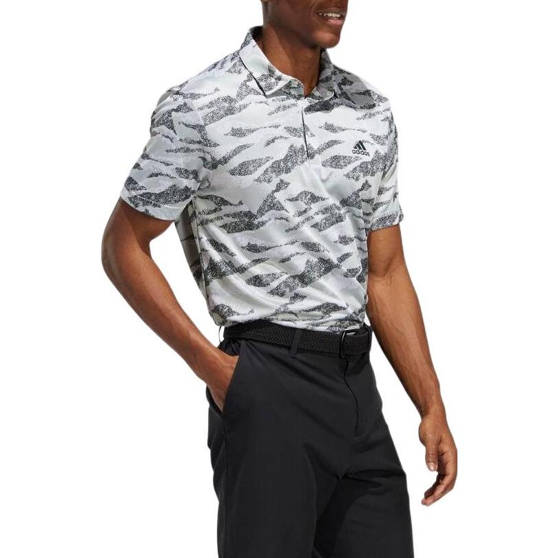 adidas Full Print  Pattern Jacquard Short Sleeve Shirt Men's White HF6500