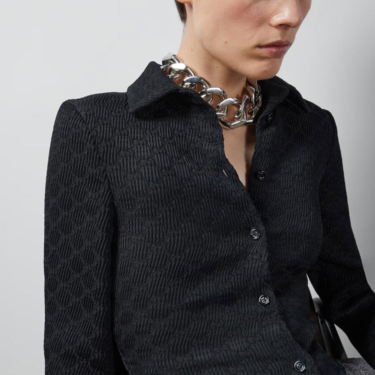 (WMNS) Gucci GG Crinkle Viscose Shirt 'Black' 771806-ZAPF8-1000