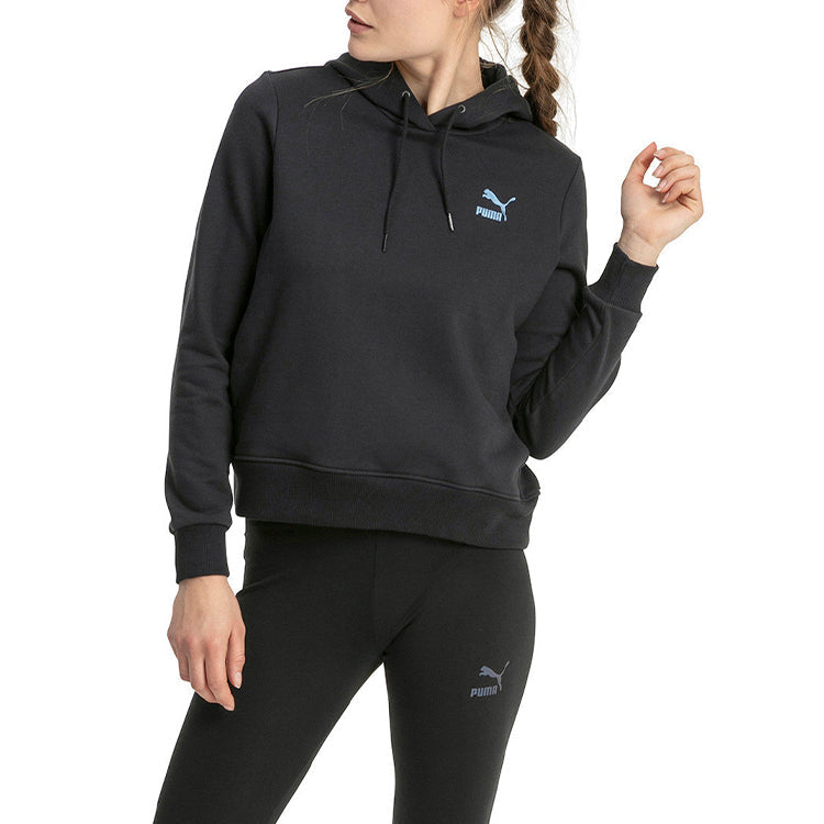 (WMNS) PUMA Iridescent Hoodie 'Black Grey Blue' 597877-01