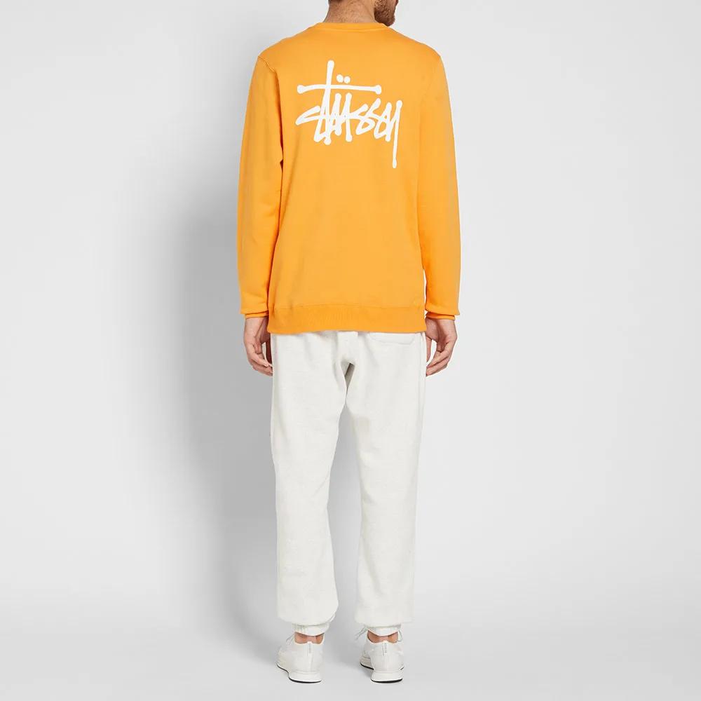 Stussy Unisex Basic Crew Logo Round-Neck Sweatshirt Orange/Yellow 1914105