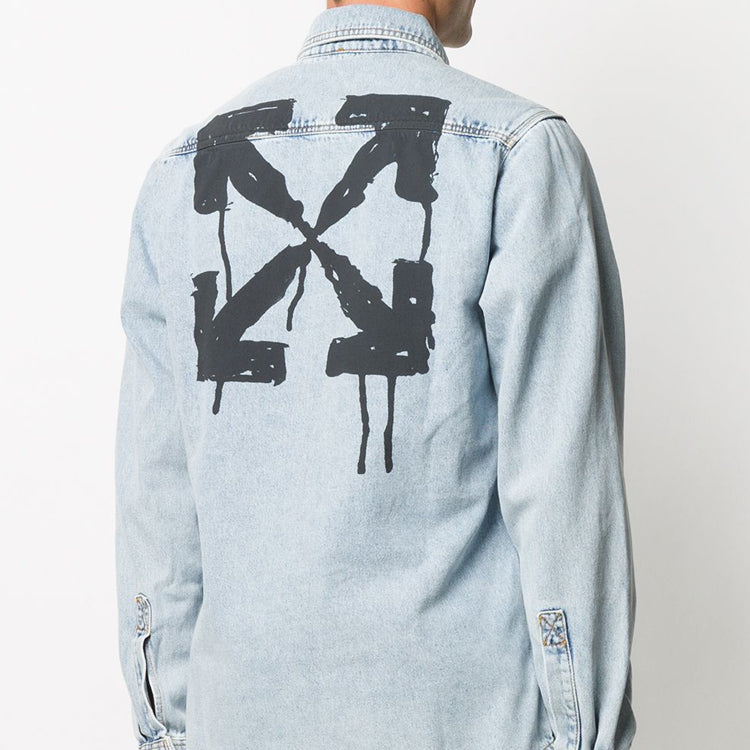 Off-White Mens Arrows Denim Long Sleeve Shirt OMYD019E20DEN0024010