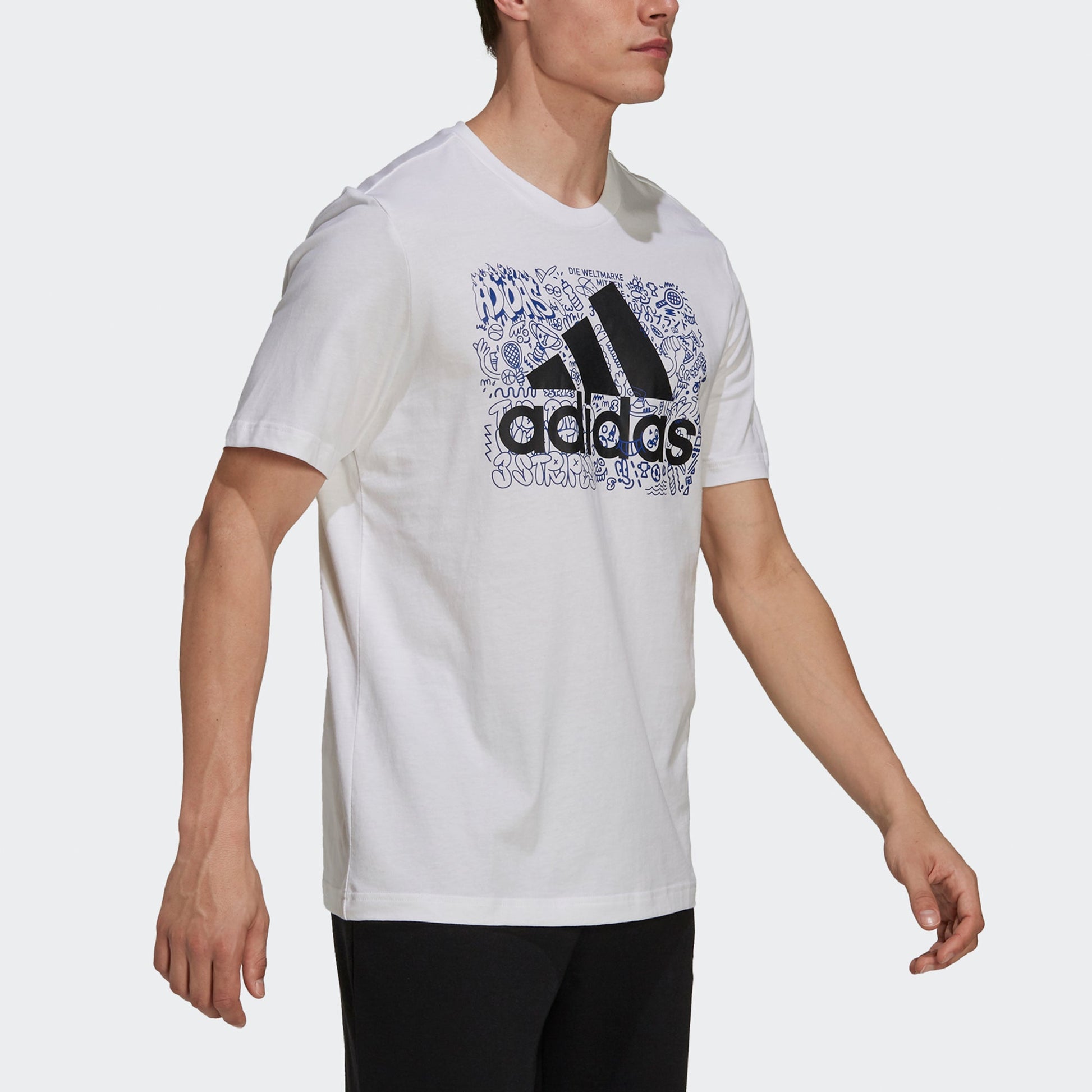 adidas M Ddlbmb L T Graffiti Printing Logo Sports Short Sleeve White GS4001