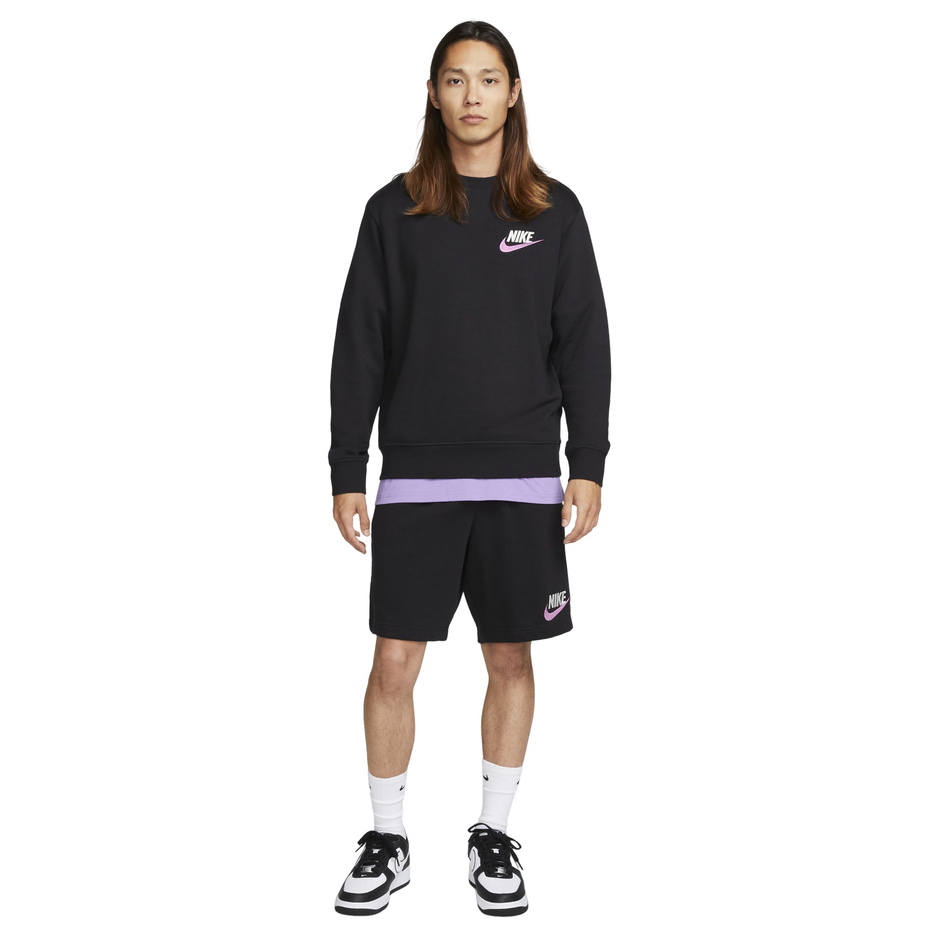 Nike Club French Terry Crew Sweatshirt (Asia Sizing) 'Black' FB7685-010