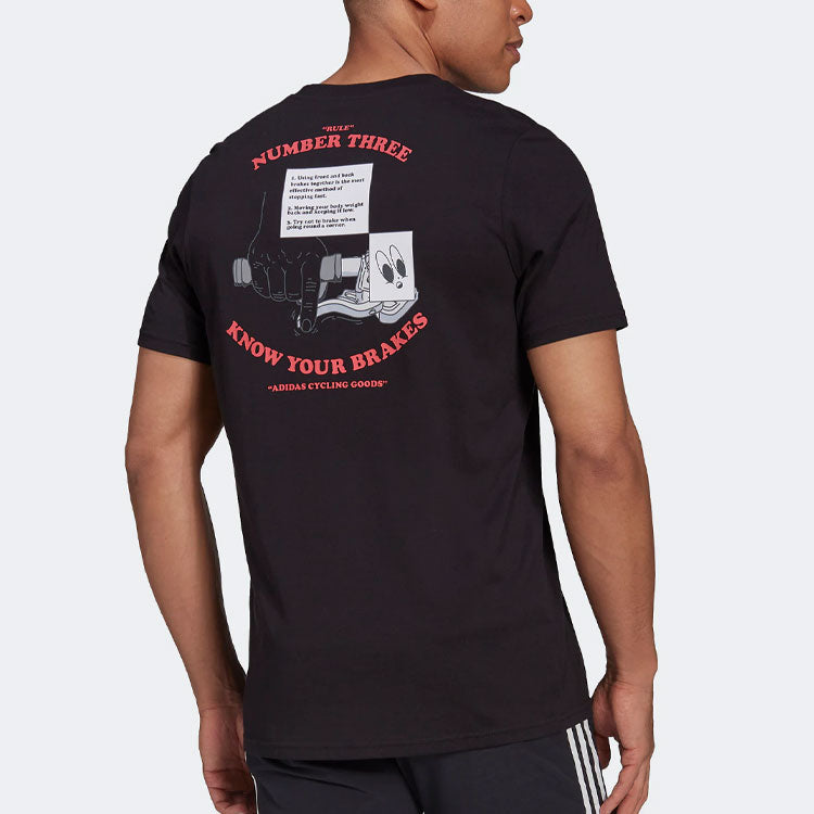 adidas Solid Color Logo Round Neck Short Sleeve Unisex Black HA0976
