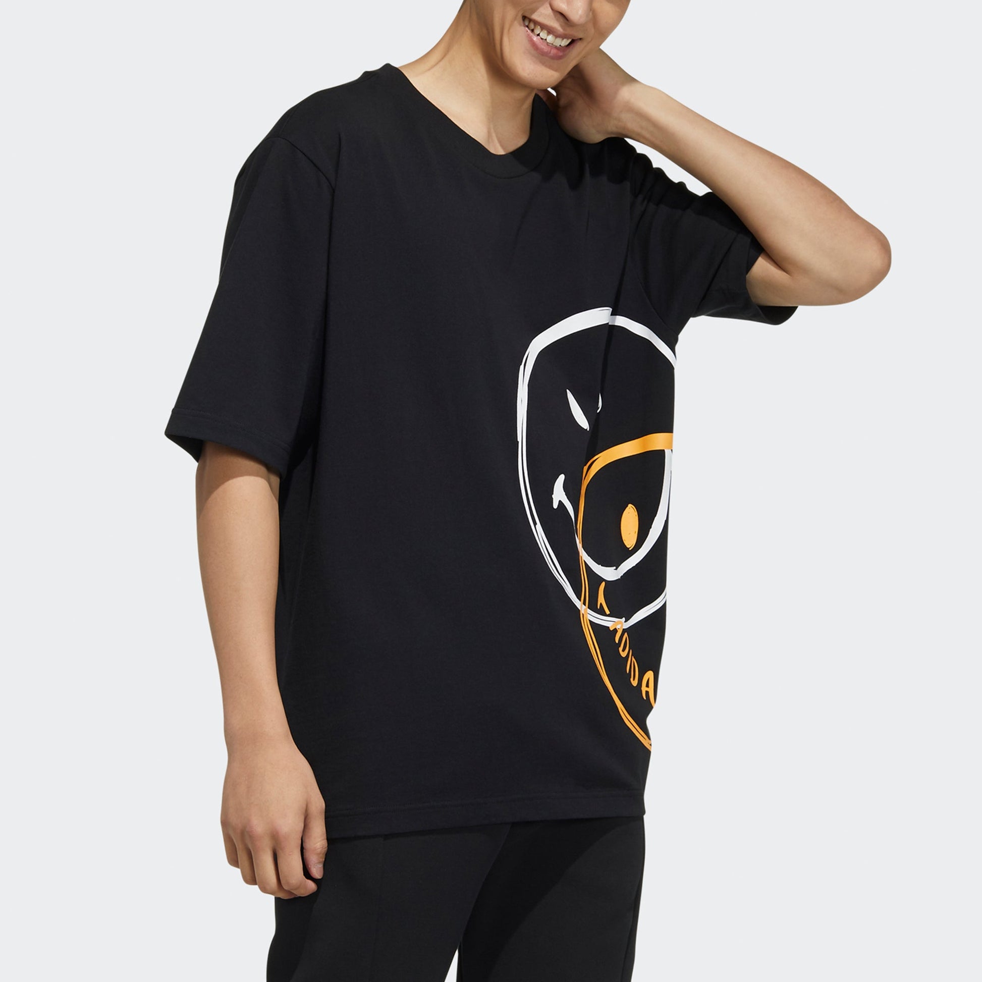 adidas neo U Csmy Tee Casual Sports Smiling Face Printing Short Sleeve Black H61985