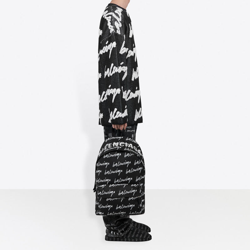 Balenciaga 3D Scribble Crewneck Cotton Knit 'Black' 625985T31801070