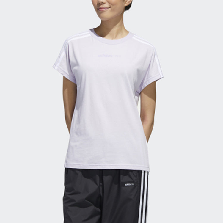 (WMNS) adidas neo Casual Sports Short Sleeve Purple White GJ5352