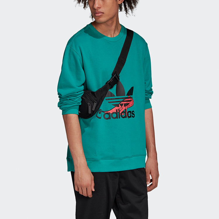 Men's adidas originals Hoody Sweatshirt Sports Round Neck Casual Printing Pullover Green FM3702
