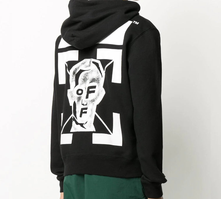 Off-White FW20 Pivot Fish Printing Hooded Pullover Men Black OMBB034E20FLE0101025