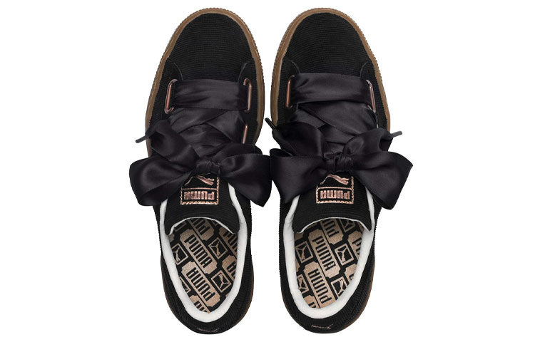 (WMNS) PUMA Basket Heart Corduroy 'Black Brown' 366729-04