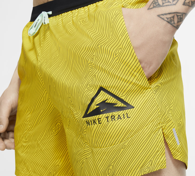 Nike Flex Stride 5 Trail Dri-FIT Pattern Running Shorts Black Yellow Blackyellow CQ7950-735
