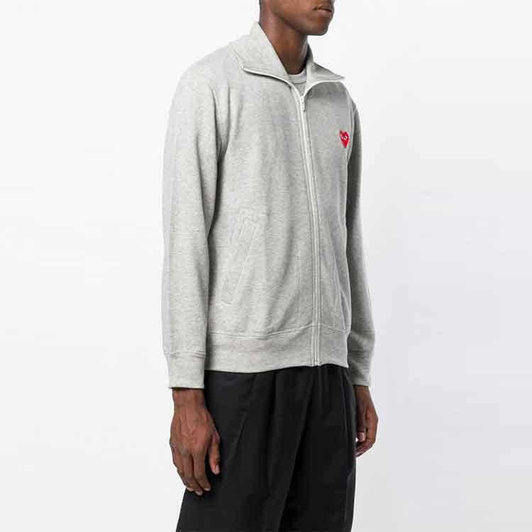 COMME des GARCONS PLAY Full Zip Sweatshirt Red Emblem 'Grey' P1T-252-3