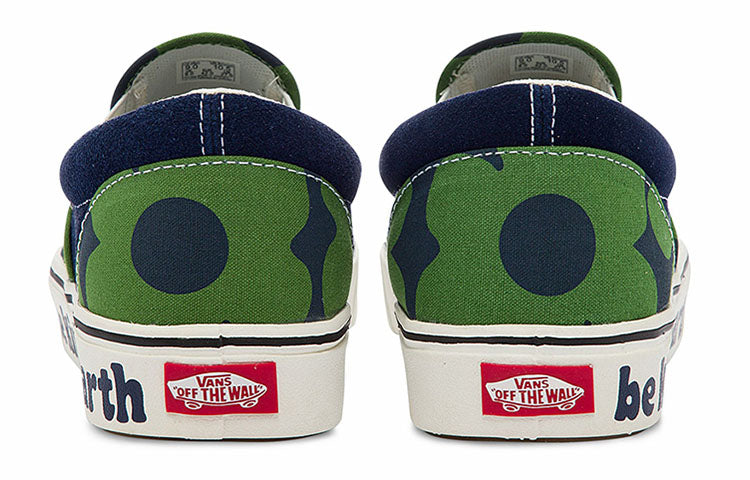 Vans Slip-On Casual Skate Shoes Unisex Green dark blue Flower Printing 'Green Dark Blue' VN0A7TNMB29