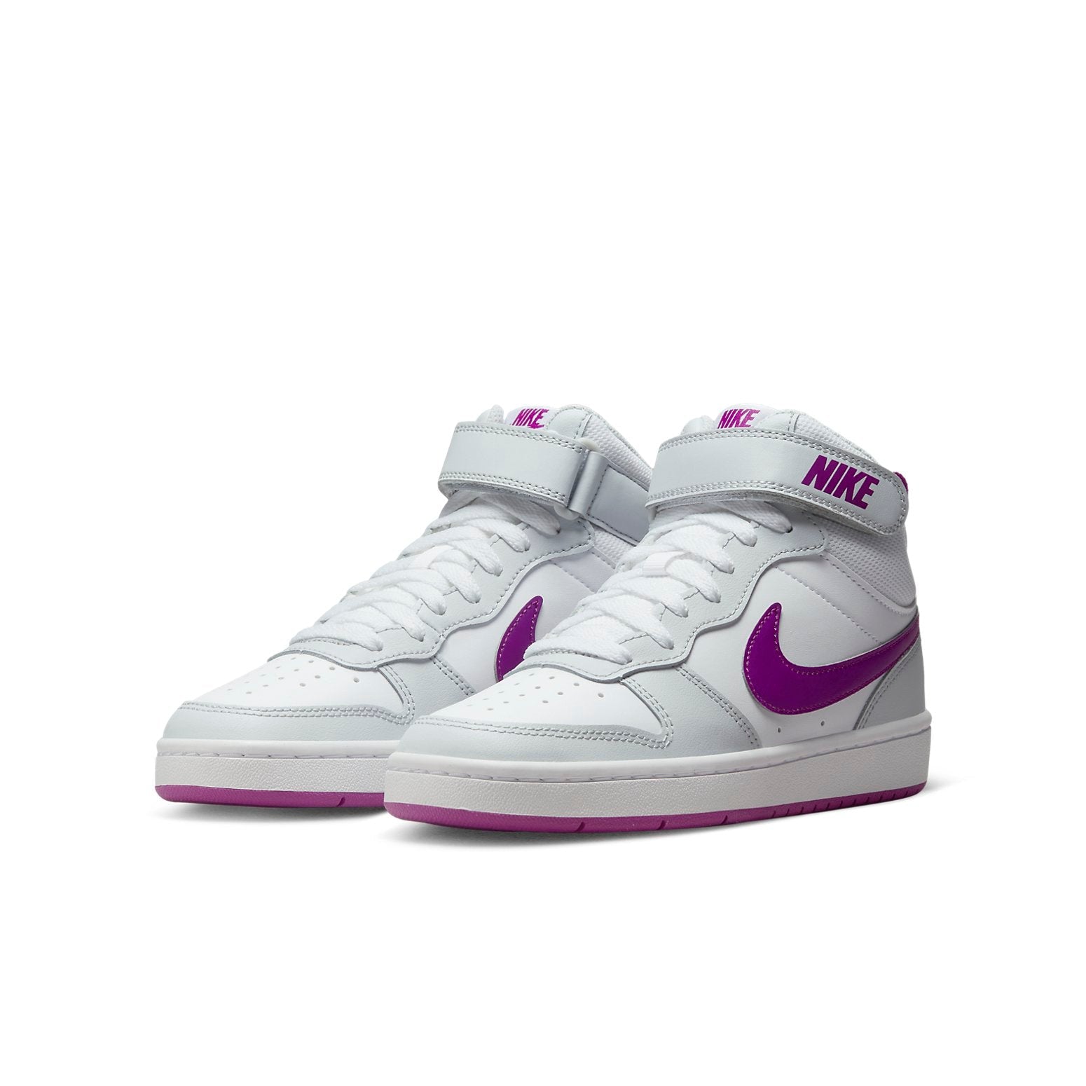(GS) Nike Court Borough Mid 2 'Pure Platinum Vivid Purple' CD7782-009