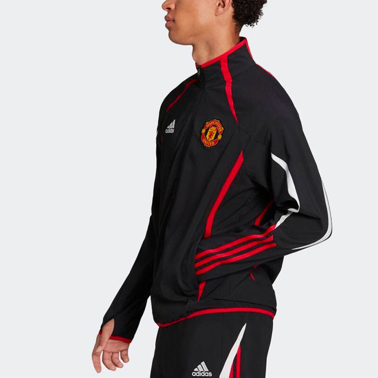 adidas Logo Stand Collar Stripe Long Sleeves Jacket Black H64069