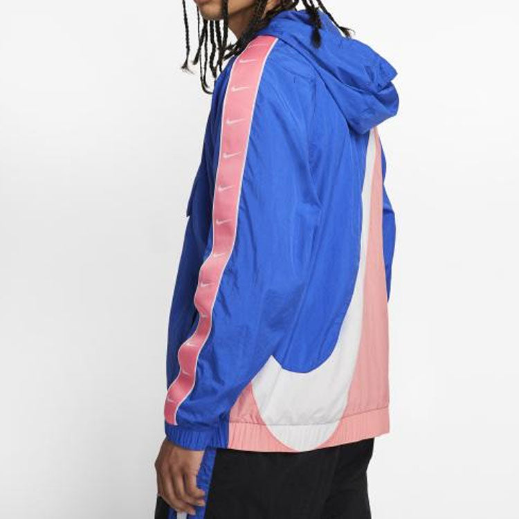 Nike Sportswear NSW Big Swoosh Back Large Half Zipper Sports hooded Jacket Blue Pink Bluepink CD0420-480