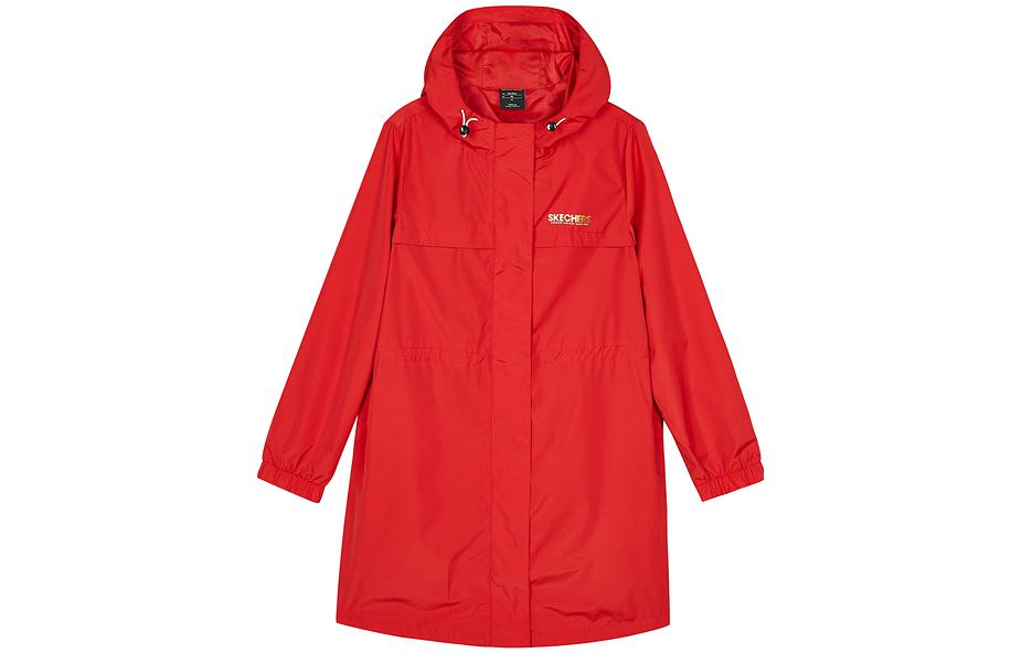 (WMNS) Skechers CNY Series Casual Long Jacket 'Black Red' L122W071-114723