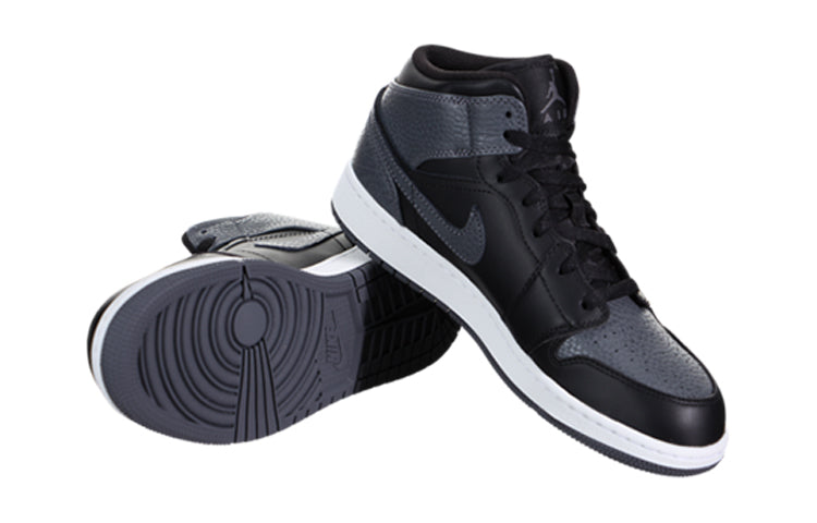 (GS) Air Jordan 1 Retro Mid 'Black Dark Grey' 554725-041