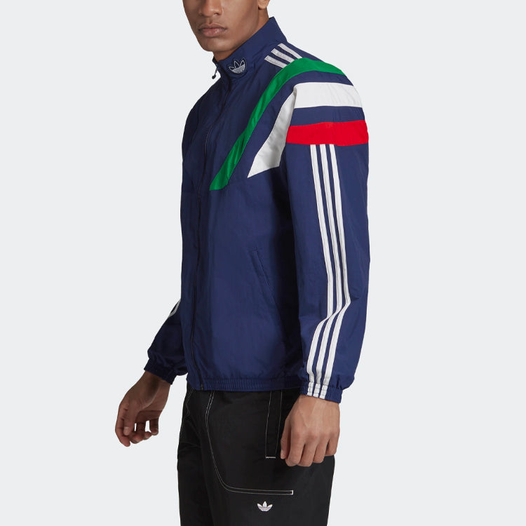 adidas originals Stand Collar Sports Jacket Navy Blue FN0966