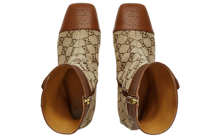 (WMNS) Gucci Ankle boots with GG monogram 'Brown Beige' 700023-21HH0-2582