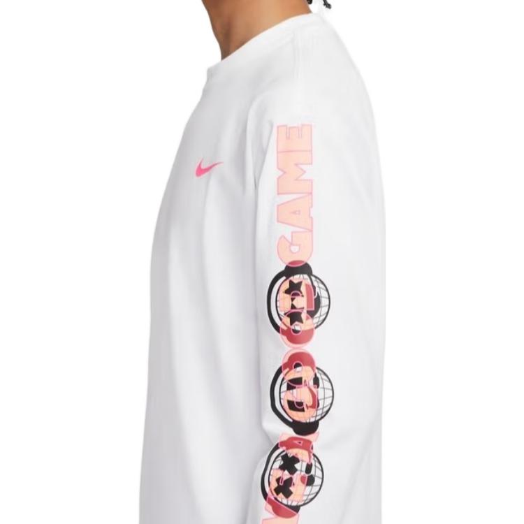 Men's Nike As Nsw Gc Ls Tee Alphabet Pattern Printing Athleisure Casual Sports Long Sleeves White T-Shirt DO6946-100