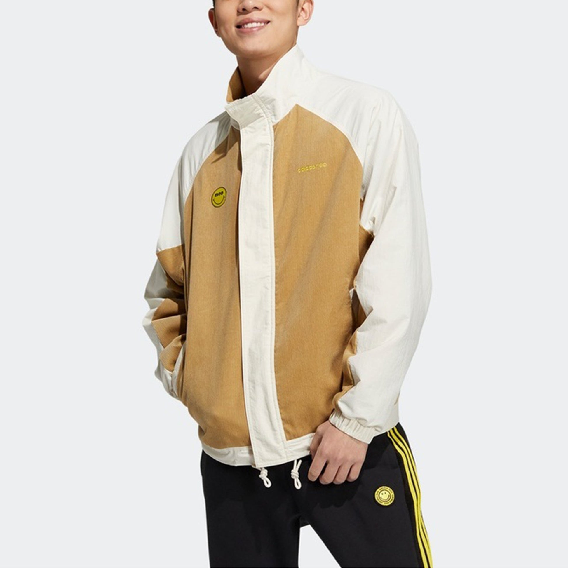 adidas neo U Smly Jkt Casual Sports Smiling Face Pattern Jacket Khaki H58045