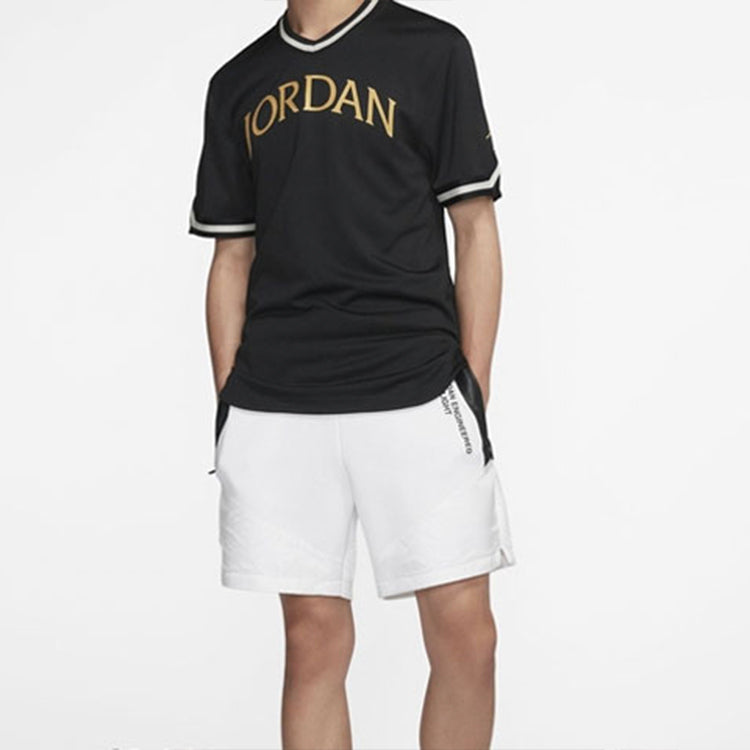 Air Jordan Alphabet Logo Basketball Sports Short Sleeve Black AV0183-010
