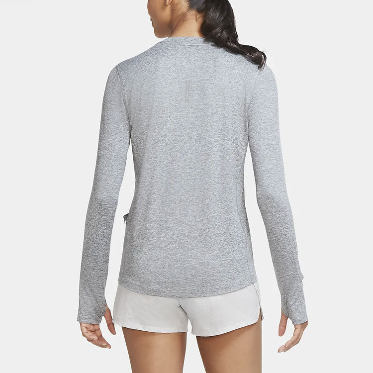 (WMNS) Nike Running Sports Round Neck Quick Dry Long Sleeves Gray T-Shirt CU3278-084