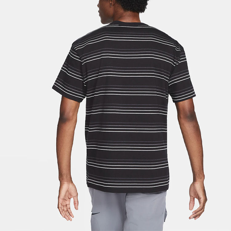 Nike Sportswear Embroidered Logo Stripe Loose Knit Sports Short Sleeve Black DB6532-010