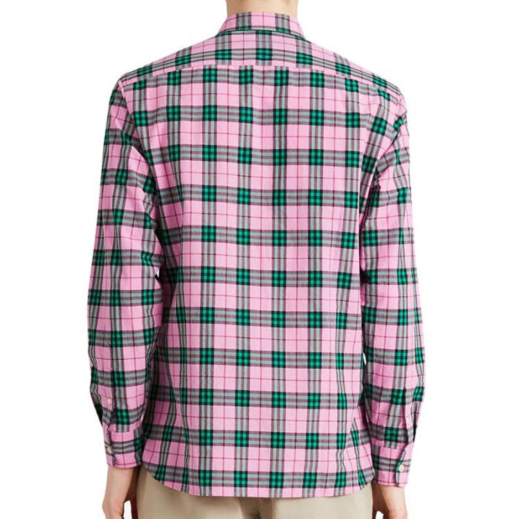 Men's Burberry Plaid Button Long Sleeves Shirt Pink 40712281