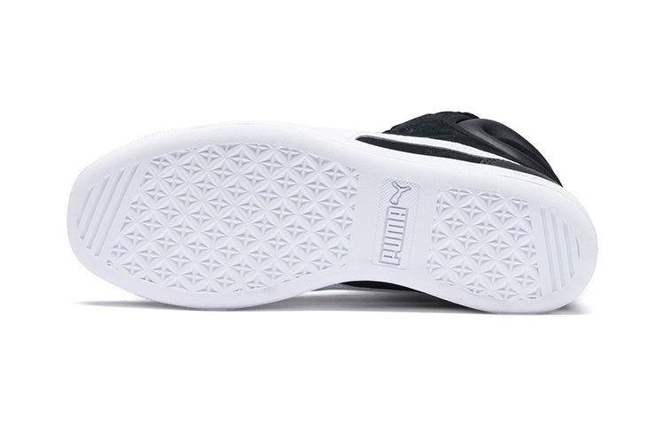 (PS) PUMA Vikky Mid Fur Fleeced Casual Board Shoes Black/White 366854-01