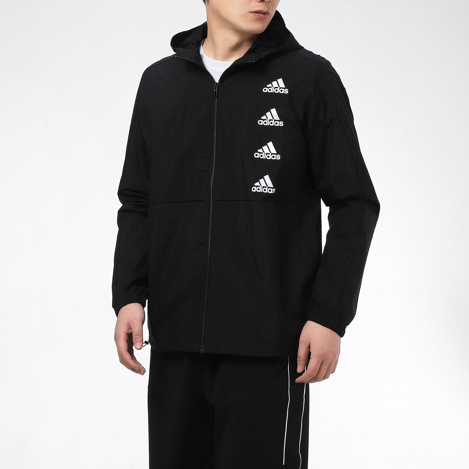 adidas Sports Running Training Woven Hooded Jacket Men Black GK9370