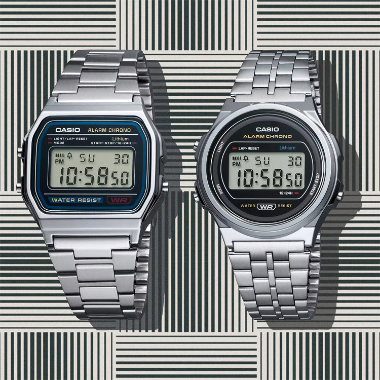 CASIO Waterproof Sports Unisex Mens Silver Digital A158WA-1