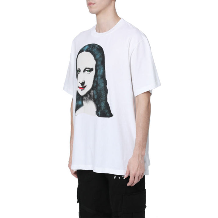 Off-White Mona Lisa Printing Large Short Sleeve White OMAA038E20JER0100110