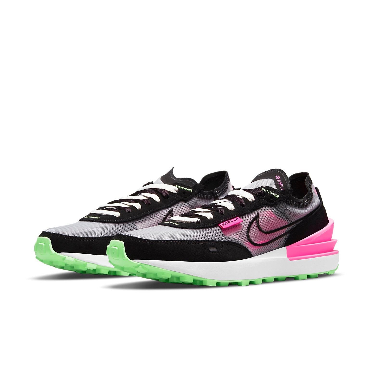 Nike Waffle One Low-top Running Shoes Black/Pink DM8143-100