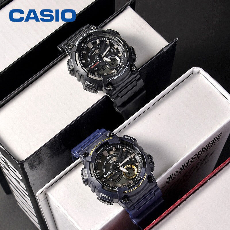 CASIO Waterproof Mens Blue Analog/Digital Combo AEQ-110W-2AVDF