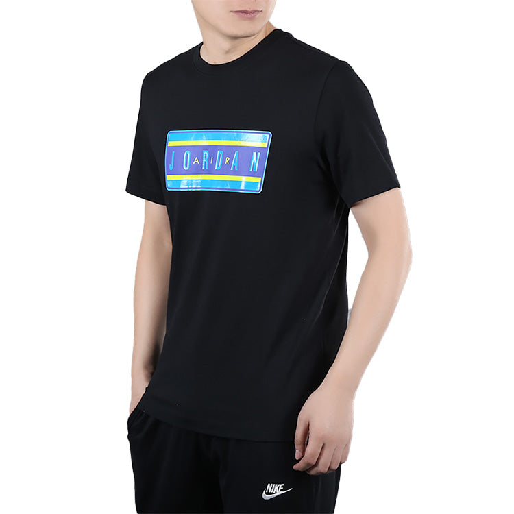 Air Jordan ORDAN STICKER SS CREW Athleisure Casual Sports Short Sleeve Black CJ6247-010