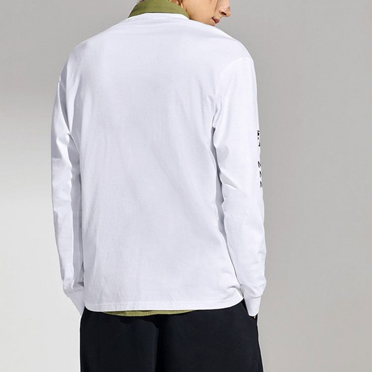 Men's FILA FUSION Alphabet Printing Sports Tennis Long Sleeves White T-Shirt T11M111201F-WT