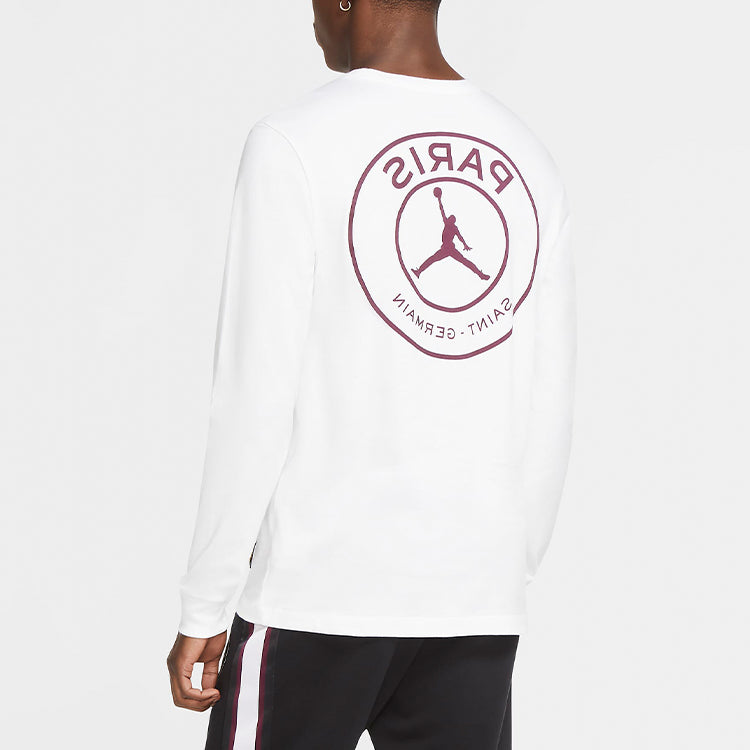 Air Jordan Paris Saint-Germain Printing Logo Long Sleeves White CK9782-100