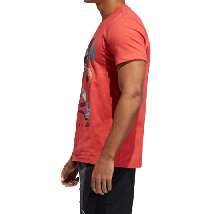 adidas Basketball Sports Short Sleeve Red FT8836