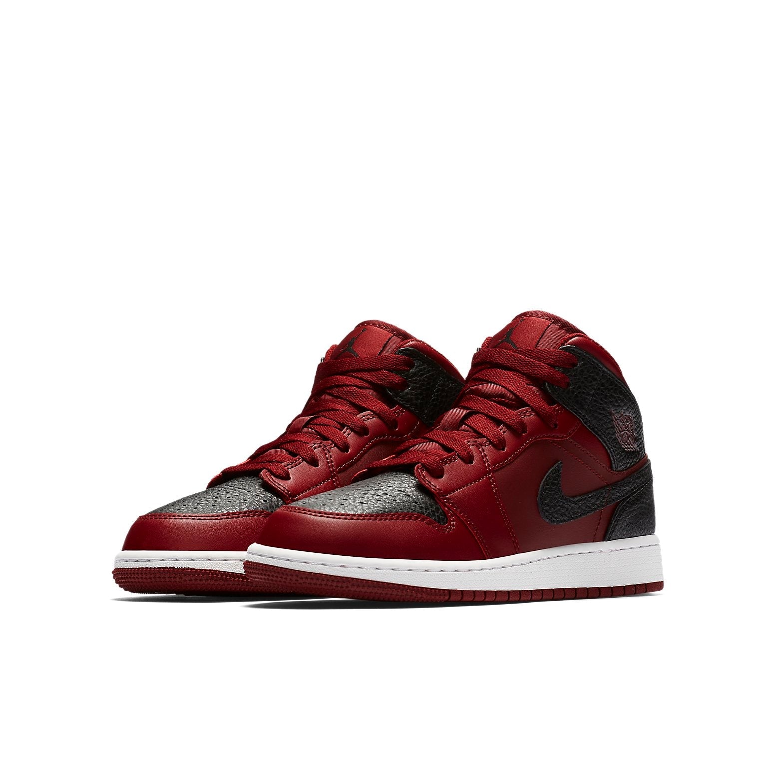 (GS) Air Jordan 1 Retro Mid 'Team Red Black' 554725-601