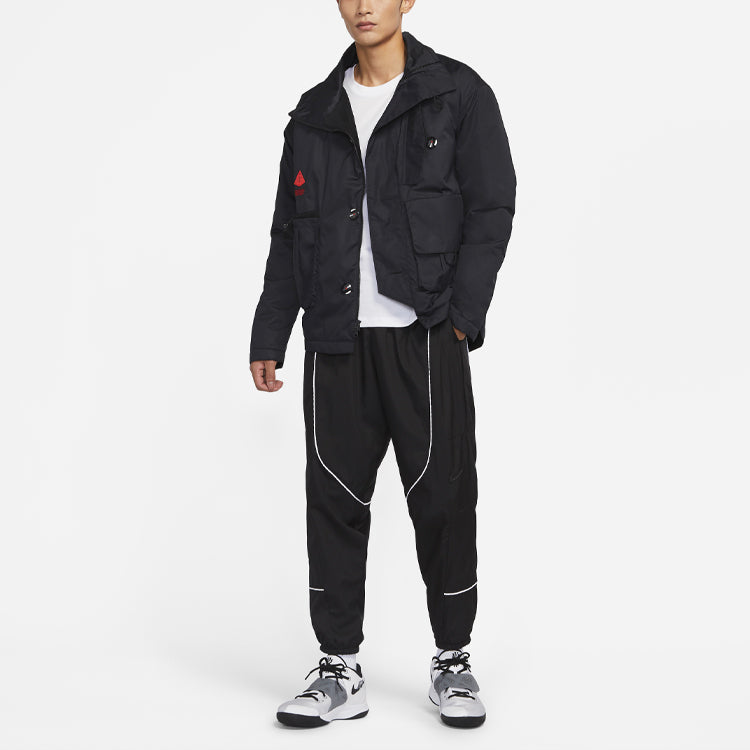 Men's Nike Stand Collar Training Sports Thermal Cotton Black Jacket DA6697-010