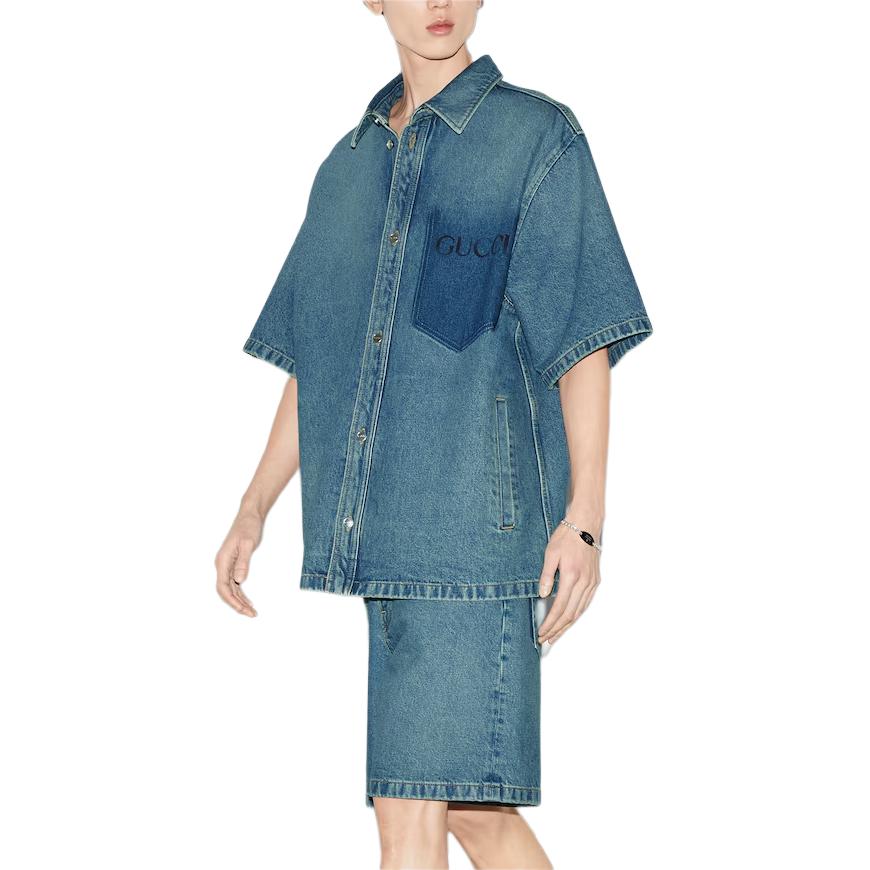 Gucci GUCCI Print Denim Shirt 'Blue' 785759-XDCZI-4597