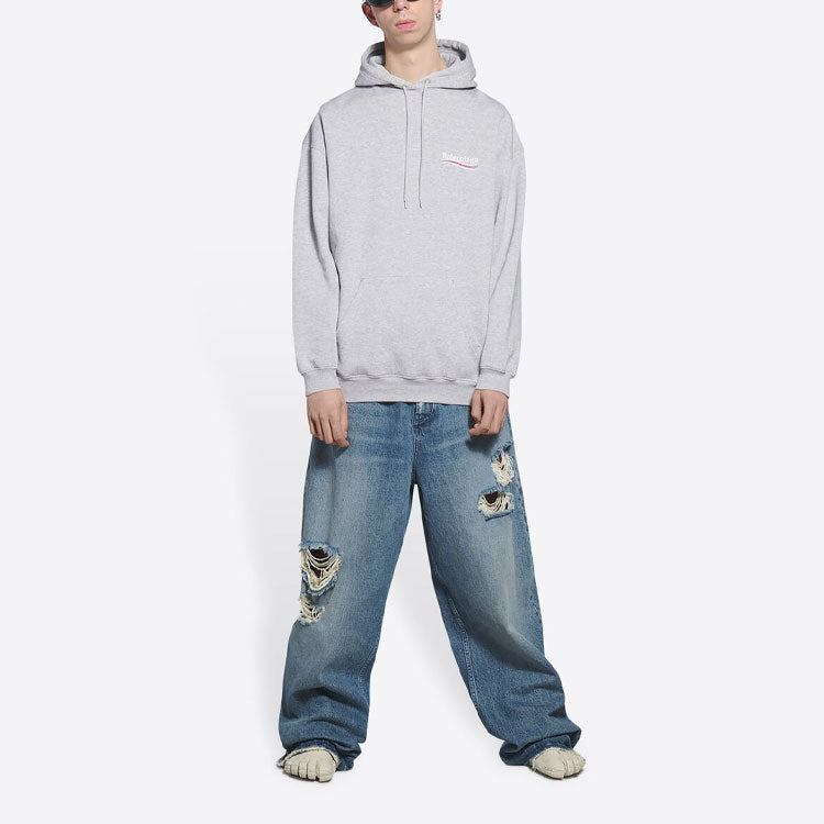 Balenciaga Political Campaign Hoodie Medium Fit 'Grey' 600583TKVI91379